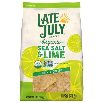 Late July Snacks Tortilla Chips Organic Sea Salt & Lime Thin & Crispy 9/10.1 Oz [UNFI #2805190]
