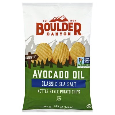 Boulder Canyon Potato Chips Classic Sea Salt Avocado Oil Kettle Style 12/5.25 Oz [UNFI #1240134]