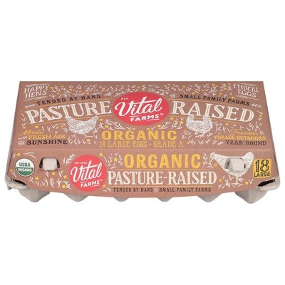 Vital Farms Eggs Organic Pasture-Raised Large 10/18 Ct [UNFI #2602100]